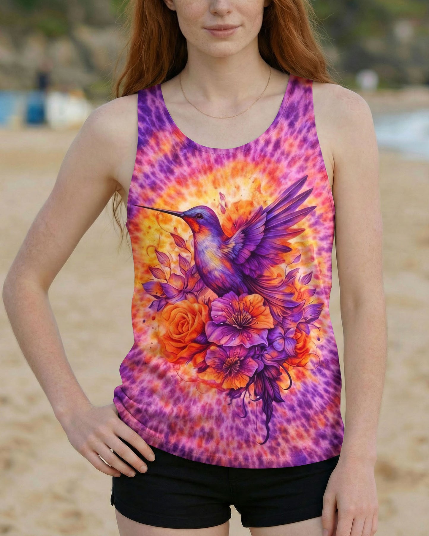 JUST BREATHE HUMMINGBIRD FLORAL SWIRL ALL OVER PRINT - TLNO0804262
