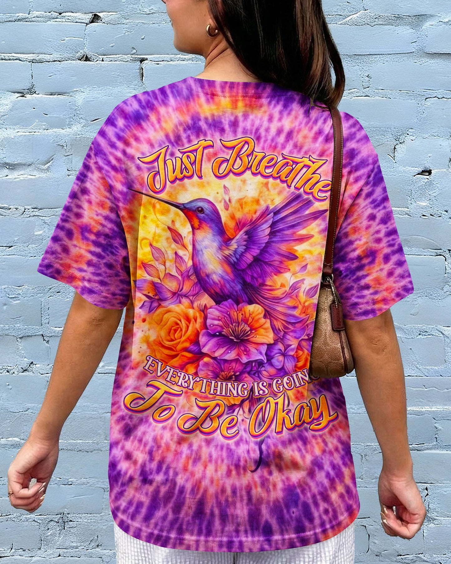 JUST BREATHE HUMMINGBIRD FLORAL SWIRL ALL OVER PRINT - TLNO0804262