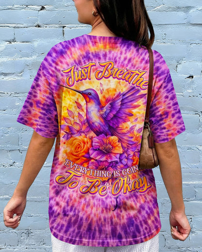 JUST BREATHE HUMMINGBIRD FLORAL SWIRL ALL OVER PRINT - TLNO0804262