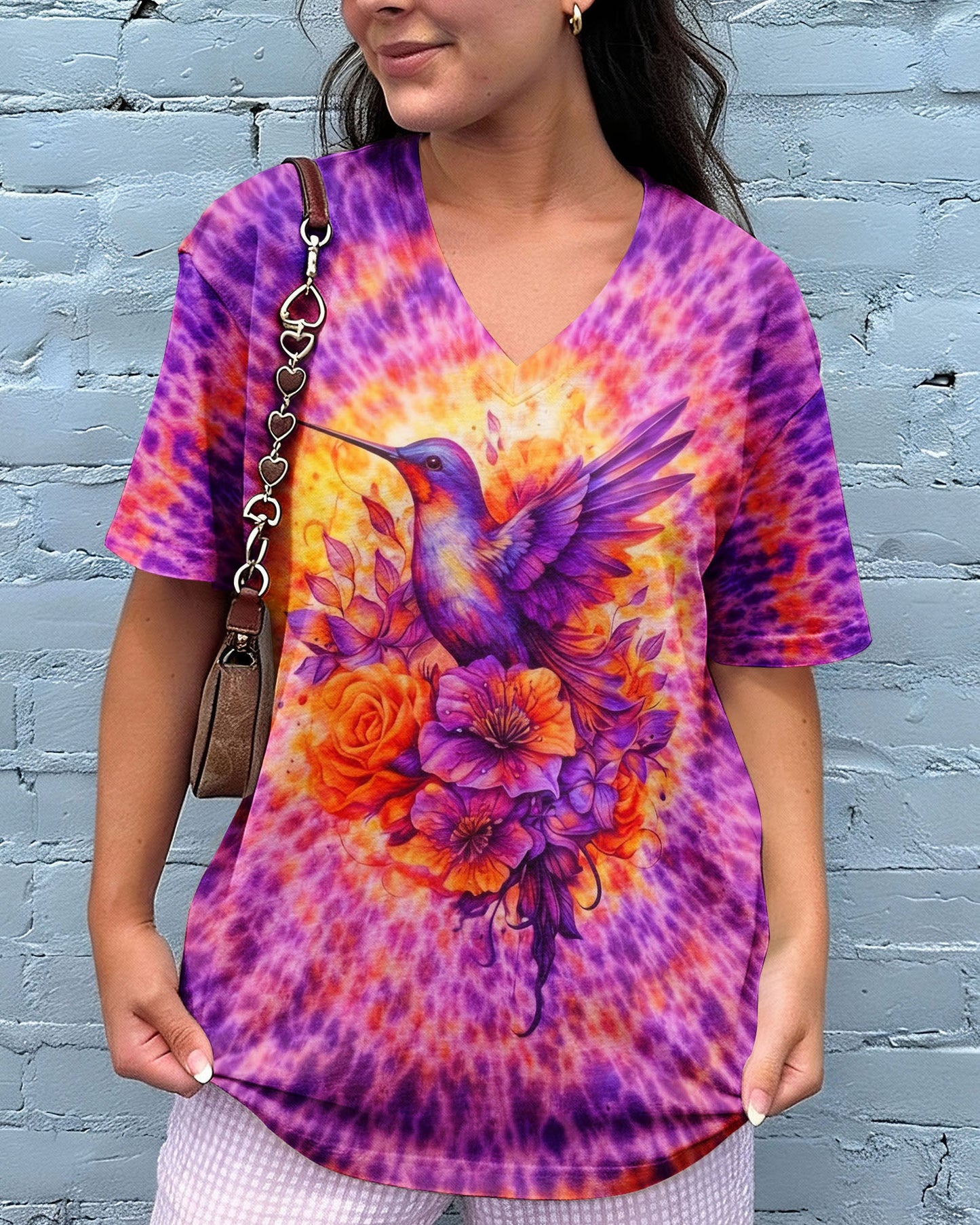 JUST BREATHE HUMMINGBIRD FLORAL SWIRL ALL OVER PRINT - TLNO0804262