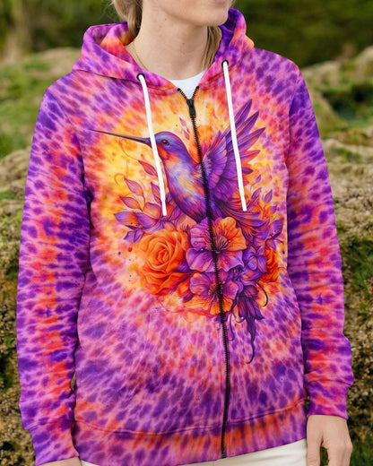 JUST BREATHE HUMMINGBIRD FLORAL SWIRL ALL OVER PRINT - TLNO0804262
