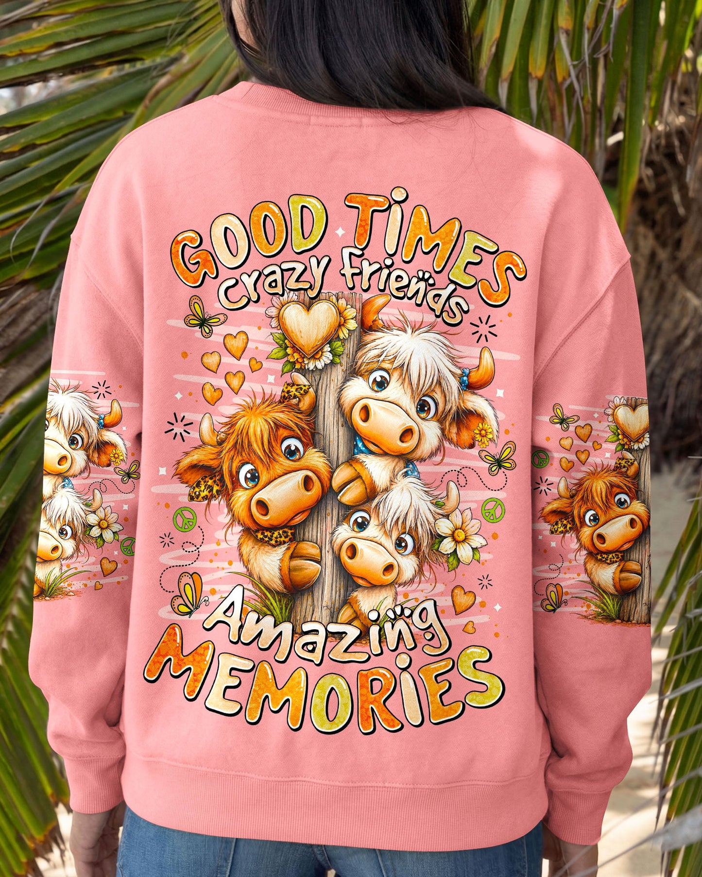GOOD TIMES CRAZY FRIEND HIGHLAND COW ALL OVER PRINT - TLNO0807263