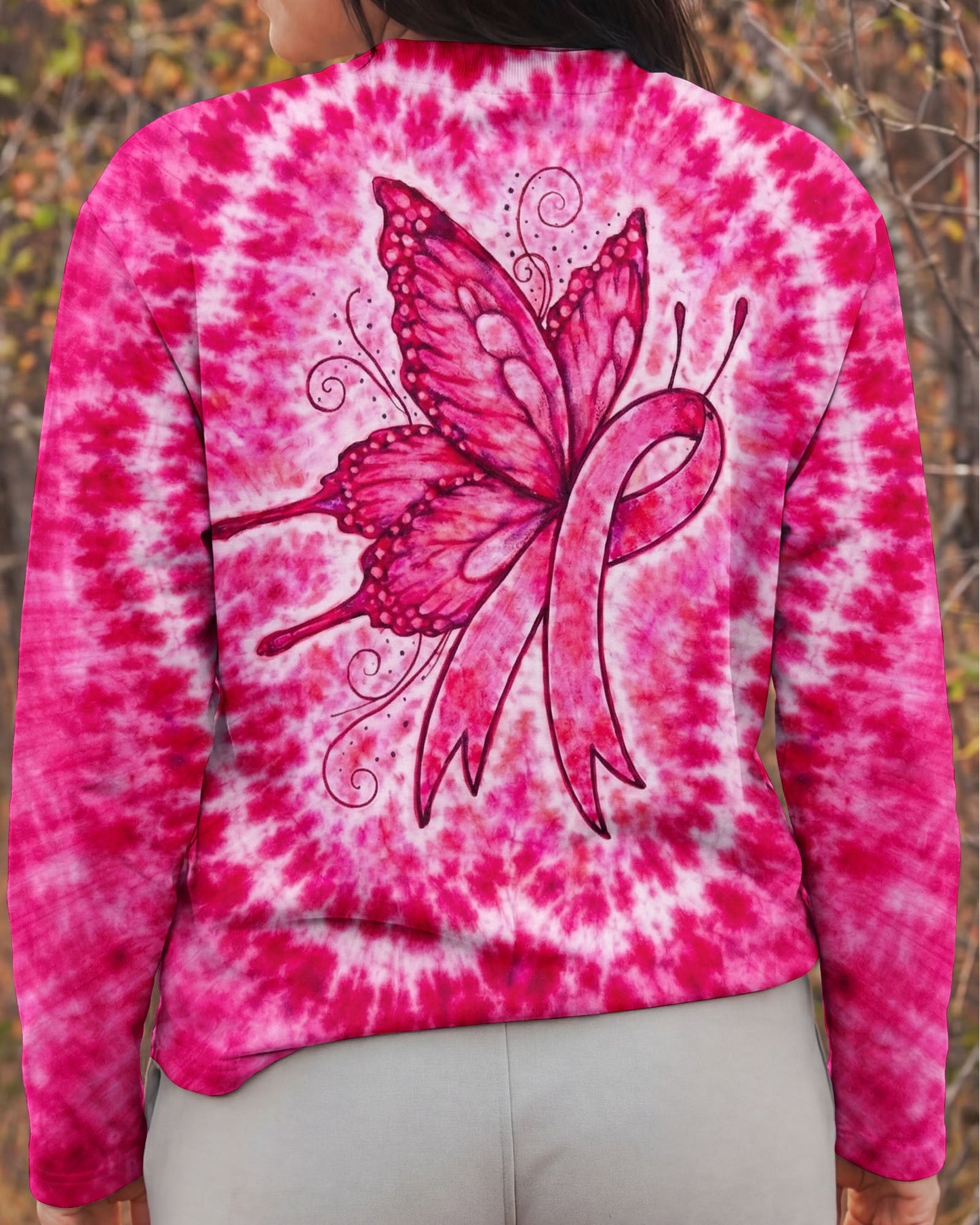 RIBBON BREAST CANCER AWARENESS PINK SWIRL ALL OVER PRINT  - TLNO0904262