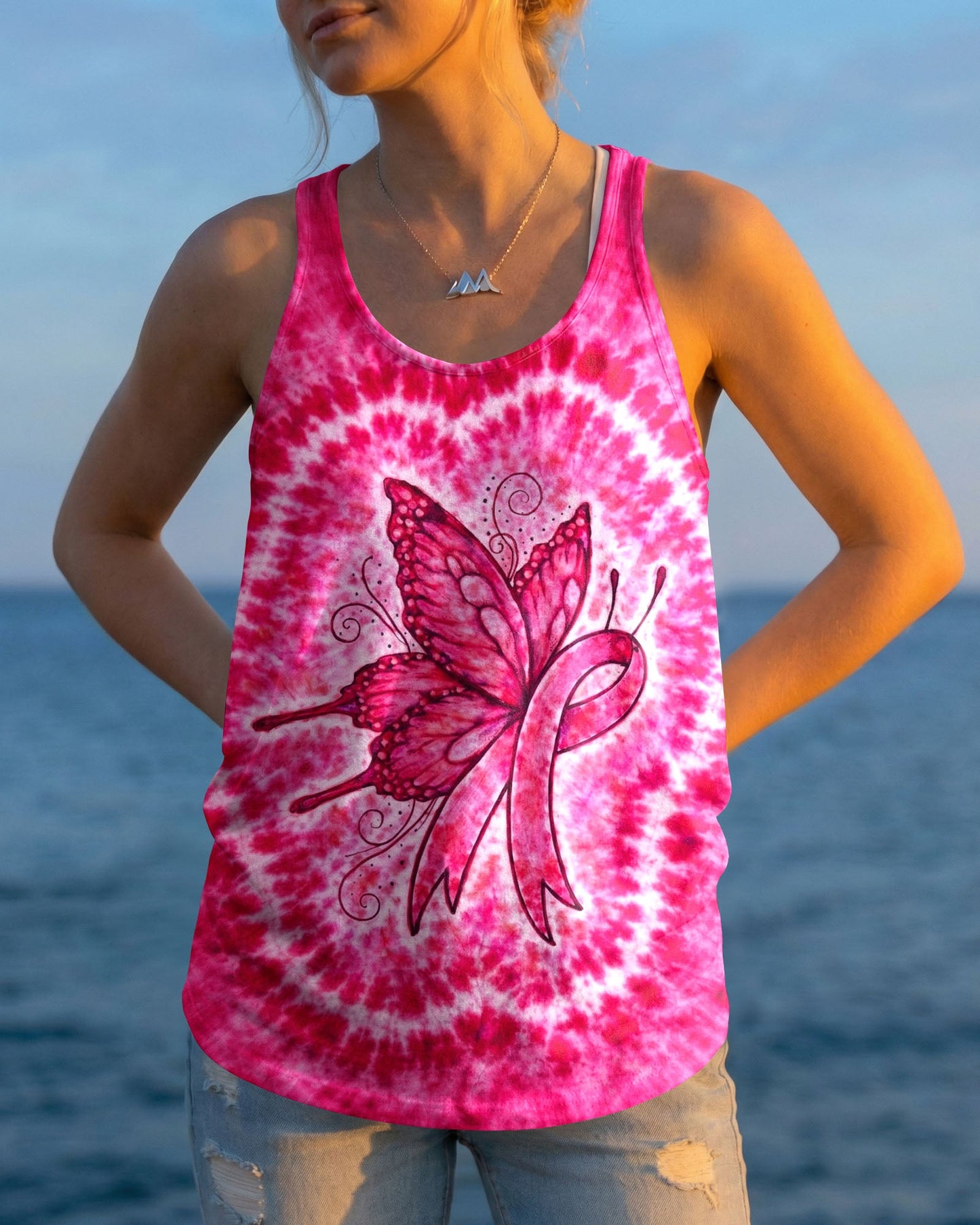 RIBBON BREAST CANCER AWARENESS PINK SWIRL ALL OVER PRINT  - TLNO0904262