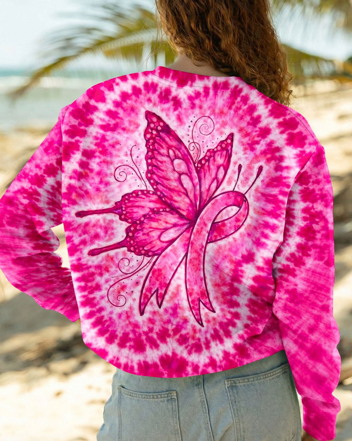 RIBBON BREAST CANCER AWARENESS PINK SWIRL ALL OVER PRINT  - TLNO0904262
