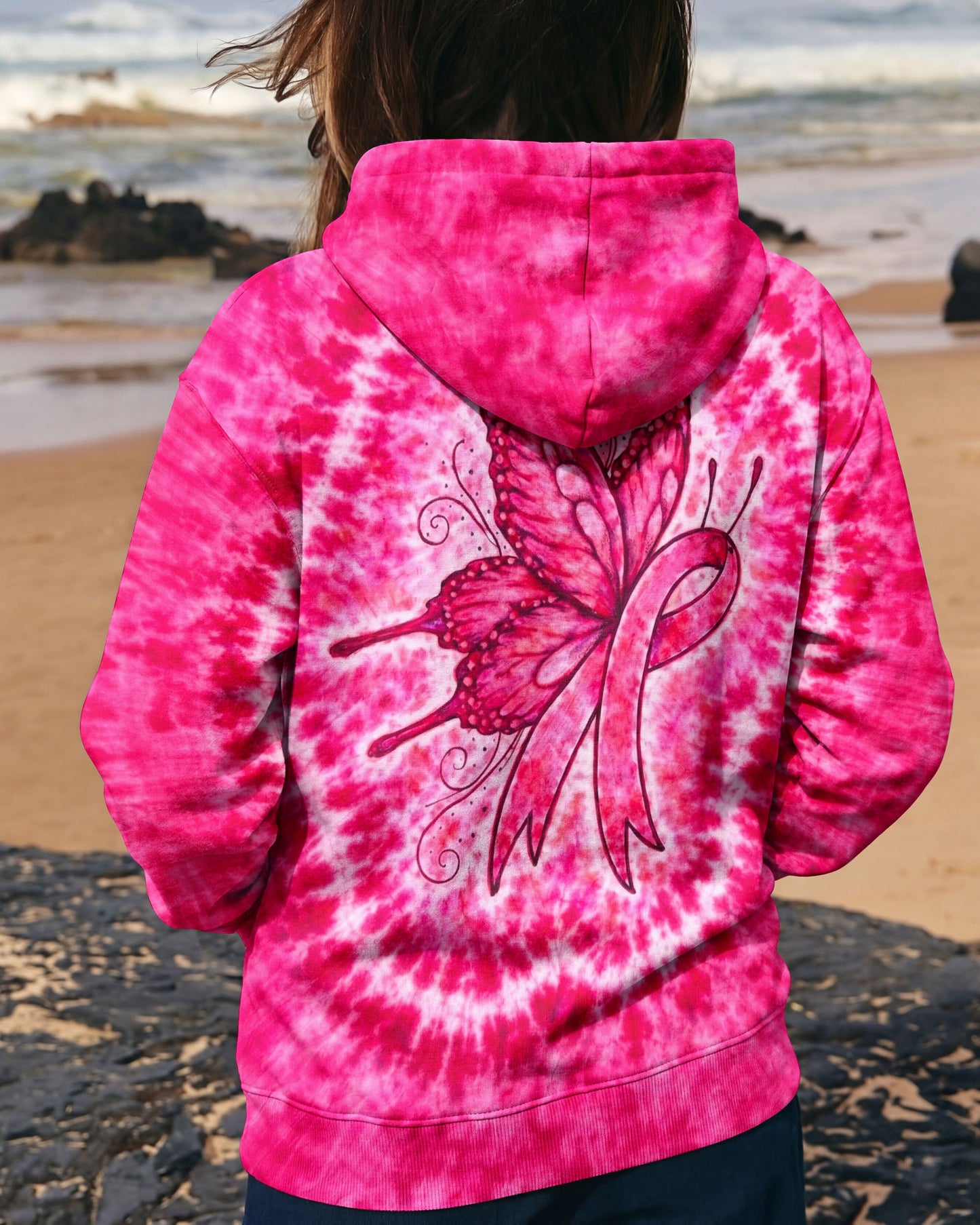 RIBBON BREAST CANCER AWARENESS PINK SWIRL ALL OVER PRINT  - TLNO0904262