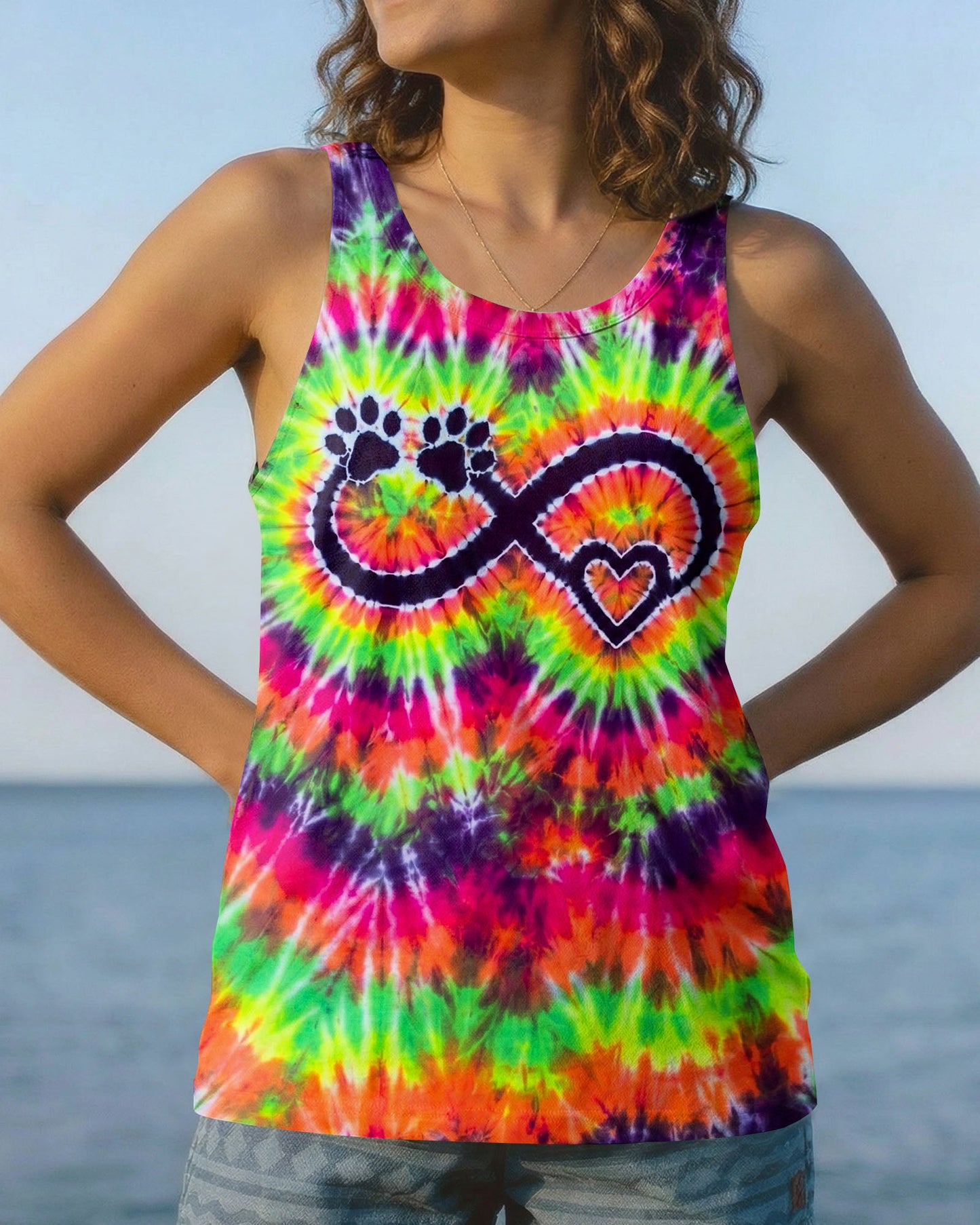 INFINITY HEART PAW PRINT SWIRL ALL OVER PRINT  - TLNO1606263