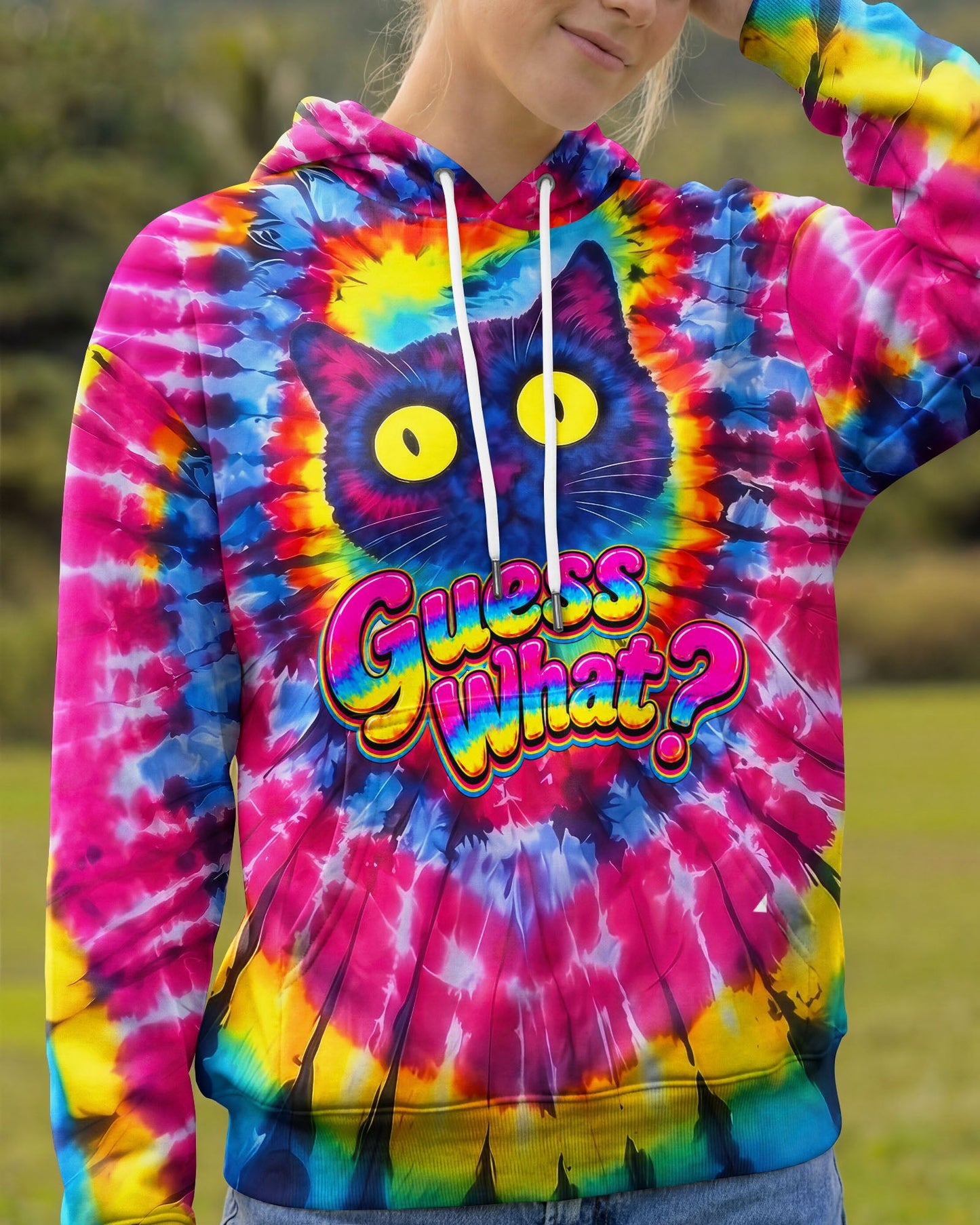 GUESS WHAT FUNNY CAT ALL OVER PRINT - TLNO1805261