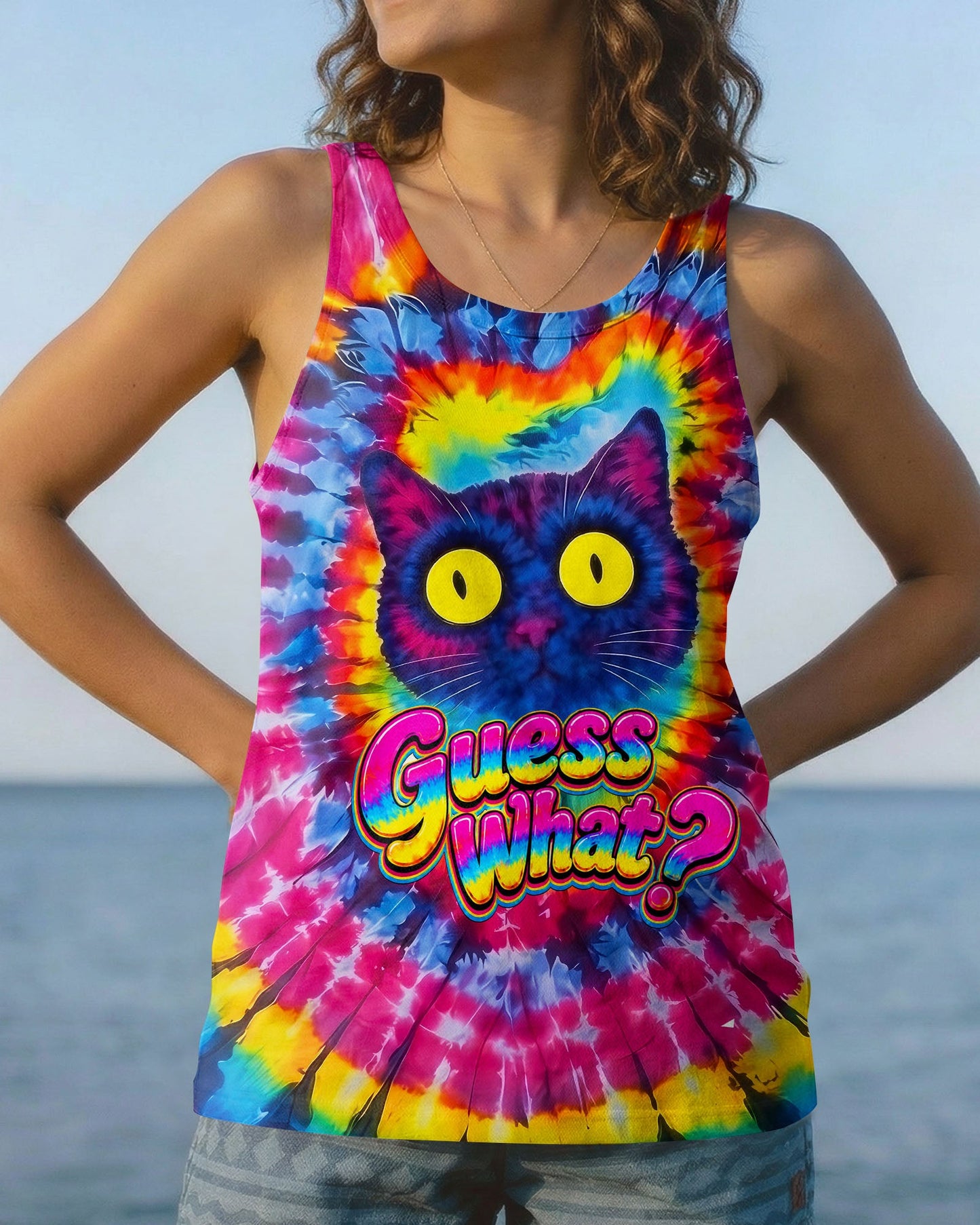 GUESS WHAT FUNNY CAT ALL OVER PRINT - TLNO1805261