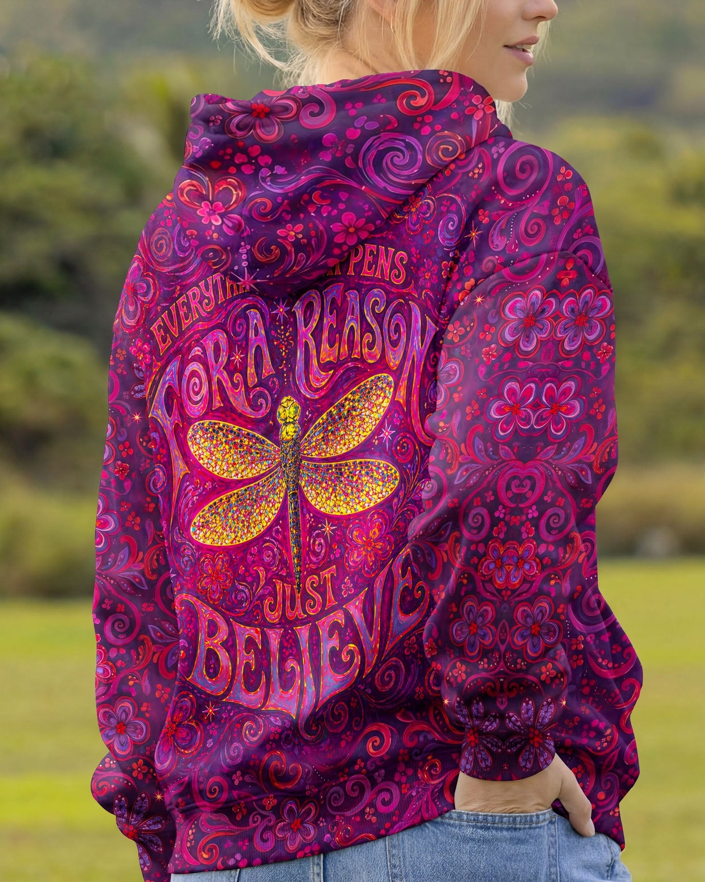 JUST BELIEVE DRAGONFLY ART ALL OVER PRINT  - TLNO2204261