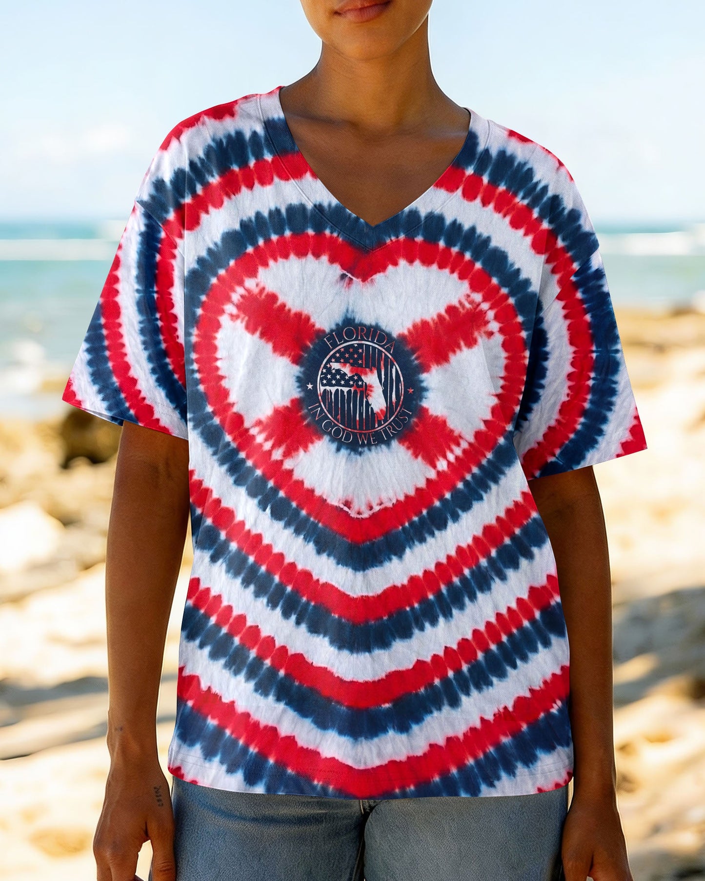 HEART FLORIDA STATE RED WHITE & BLUE SWIRL ALL OVER PRINT - TLNO2406262