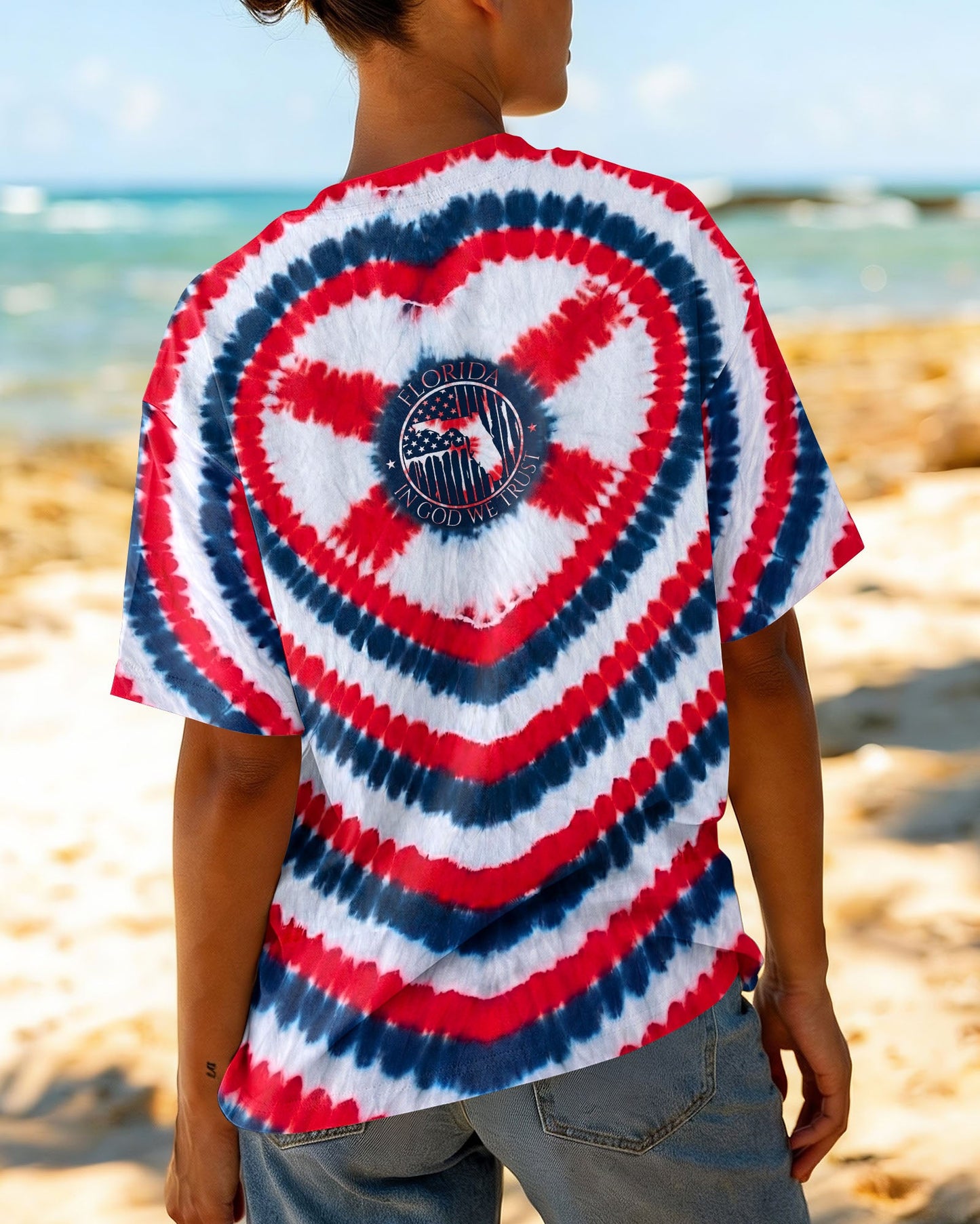 HEART FLORIDA STATE RED WHITE & BLUE SWIRL ALL OVER PRINT - TLNO2406262