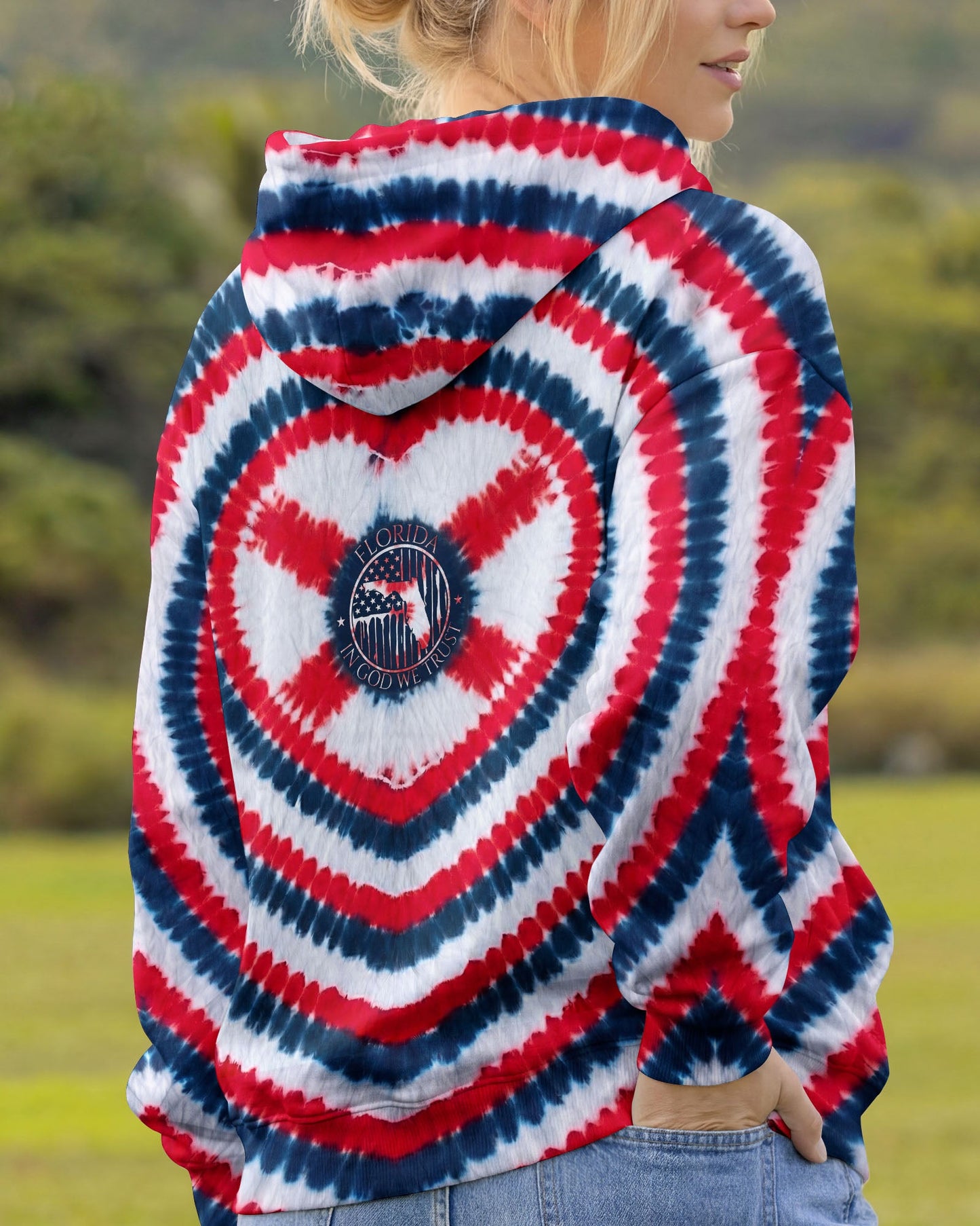 HEART FLORIDA STATE RED WHITE & BLUE SWIRL ALL OVER PRINT - TLNO2406262