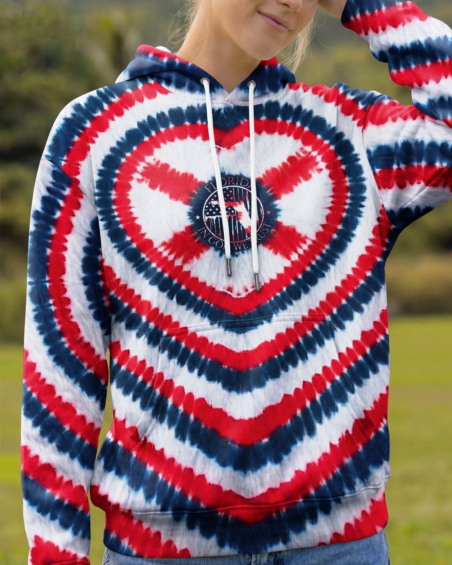 HEART FLORIDA STATE RED WHITE & BLUE SWIRL ALL OVER PRINT - TLNO2406262