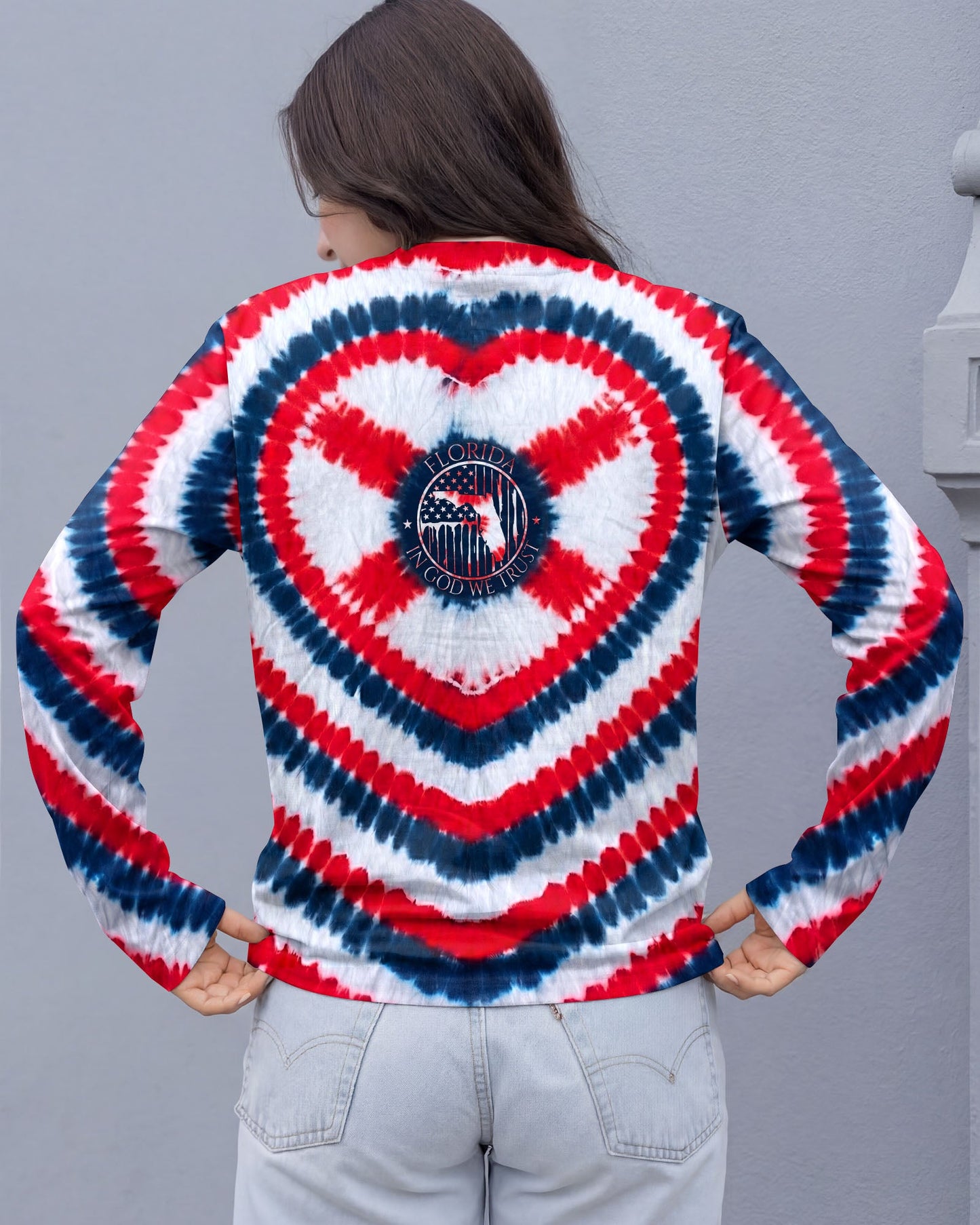 HEART FLORIDA STATE RED WHITE & BLUE SWIRL ALL OVER PRINT - TLNO2406262