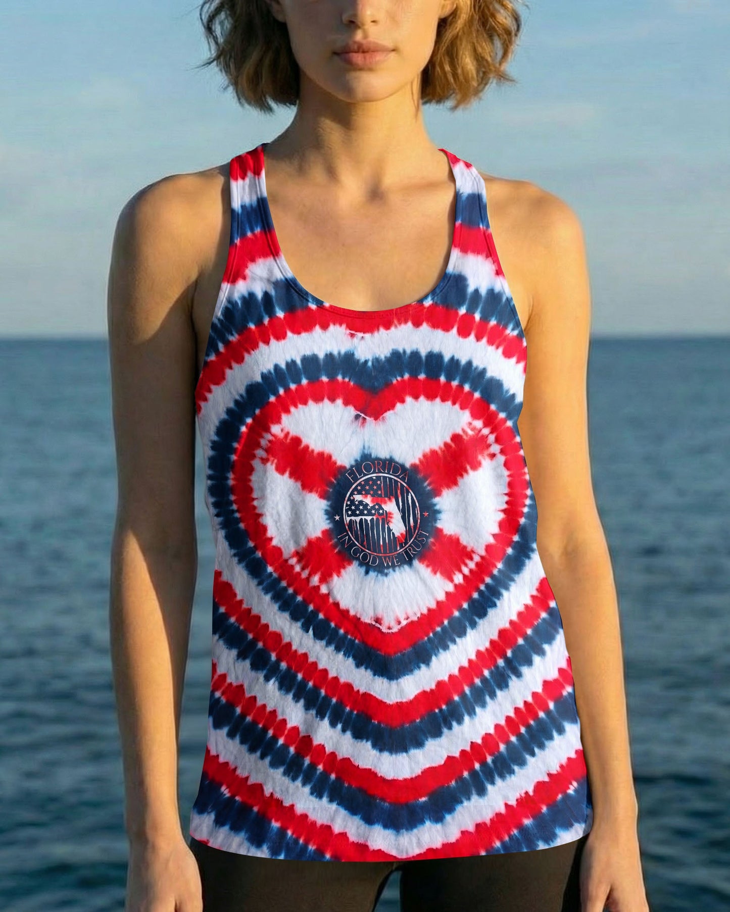 HEART FLORIDA STATE RED WHITE & BLUE SWIRL ALL OVER PRINT - TLNO2406262