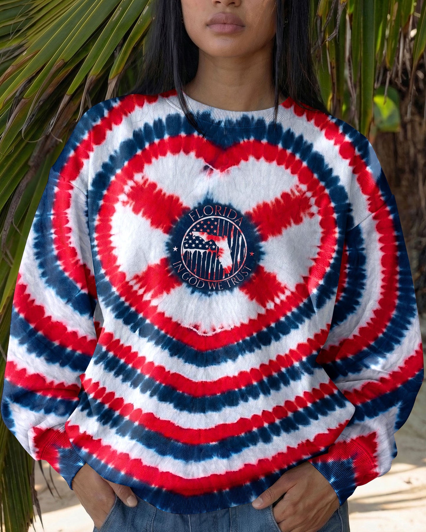 HEART FLORIDA STATE RED WHITE & BLUE SWIRL ALL OVER PRINT - TLNO2406262