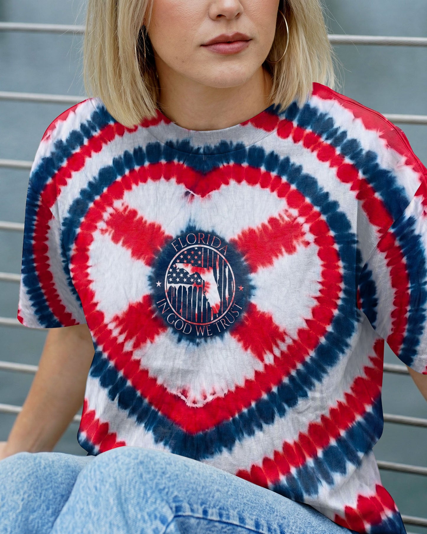 HEART FLORIDA STATE RED WHITE & BLUE SWIRL ALL OVER PRINT - TLNO2406262