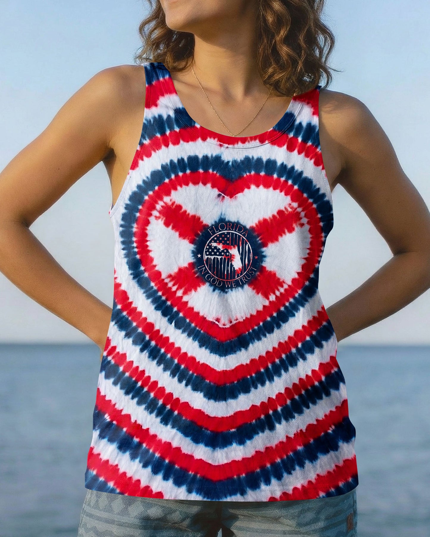 HEART FLORIDA STATE RED WHITE & BLUE SWIRL ALL OVER PRINT - TLNO2406262