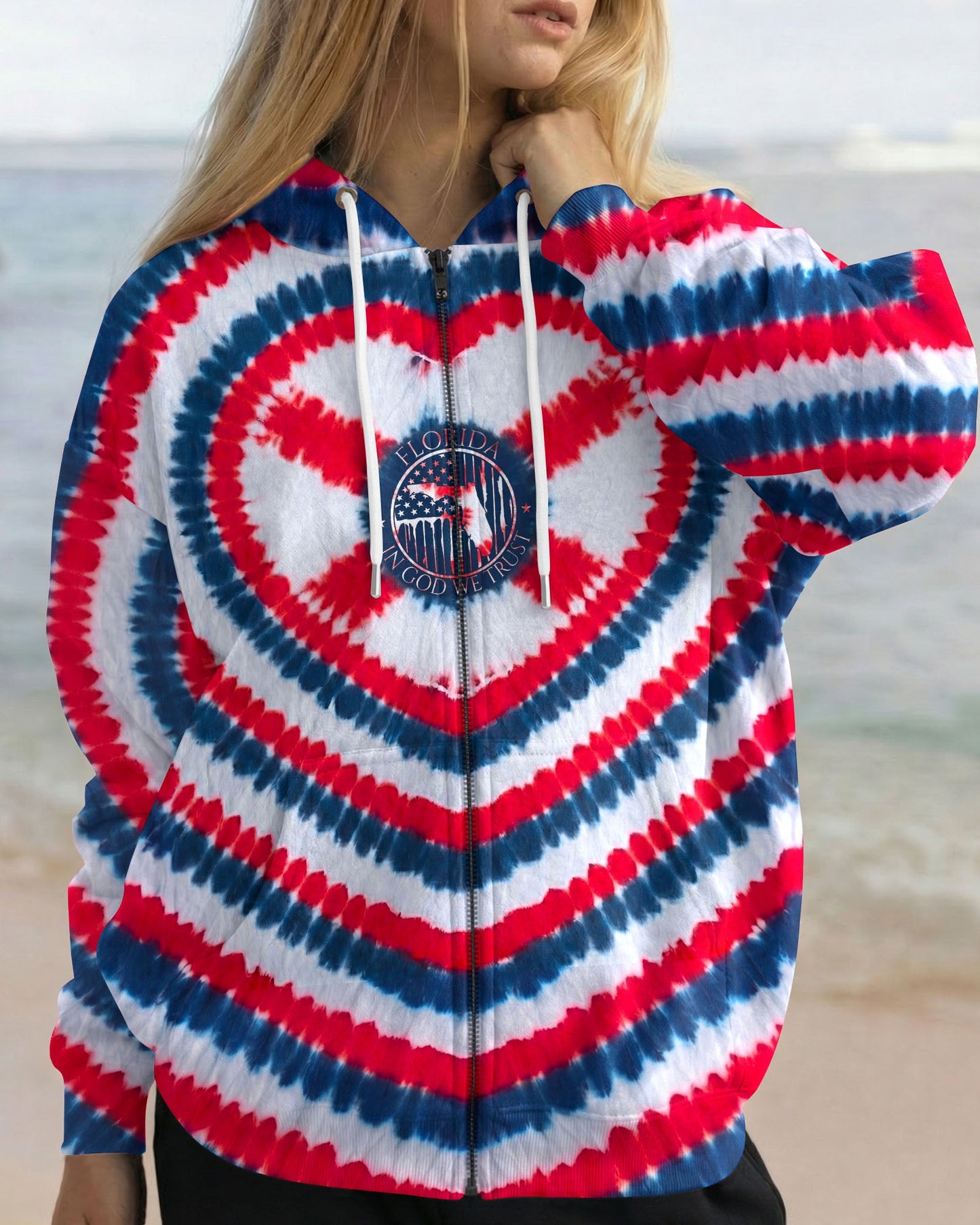 HEART FLORIDA STATE RED WHITE & BLUE SWIRL ALL OVER PRINT - TLNO2406262