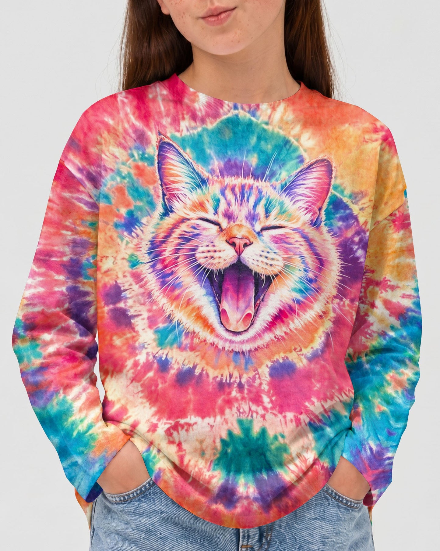 JOYFUL CAT WATERCOLOR PATTERN KIDS ALL OVER PRINT  - TLNO2505262