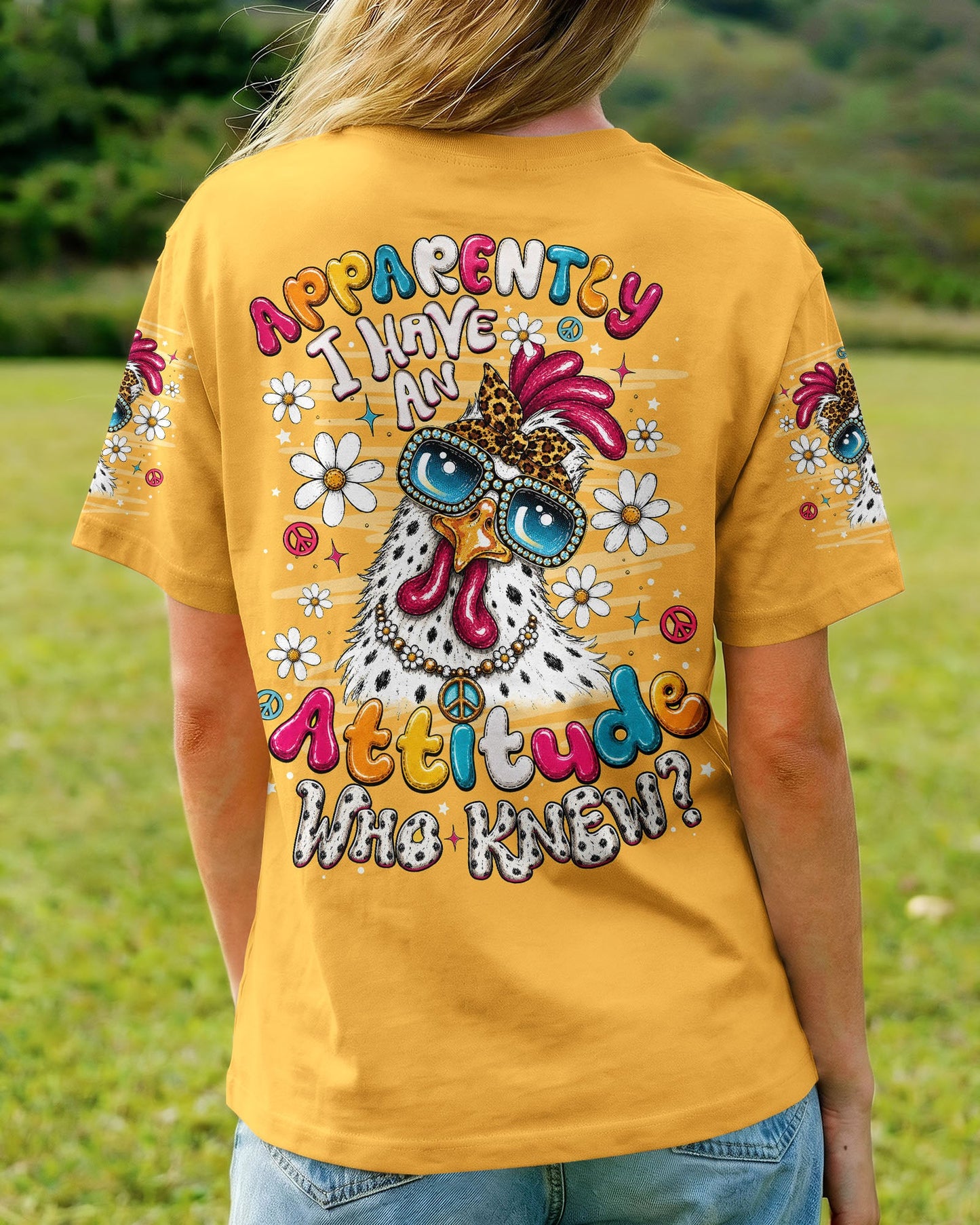 APPARENTLY I HAVE AN ATTITUDE WHO KNEW CHICKEN ALL OVER PRINT - TLNO2606261