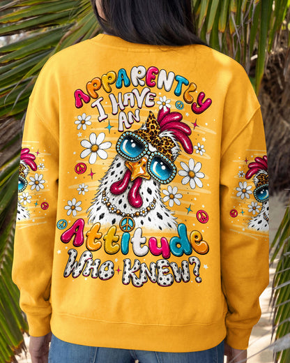 APPARENTLY I HAVE AN ATTITUDE WHO KNEW CHICKEN ALL OVER PRINT - TLNO2606261