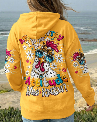 APPARENTLY I HAVE AN ATTITUDE WHO KNEW CHICKEN ALL OVER PRINT - TLNO2606261