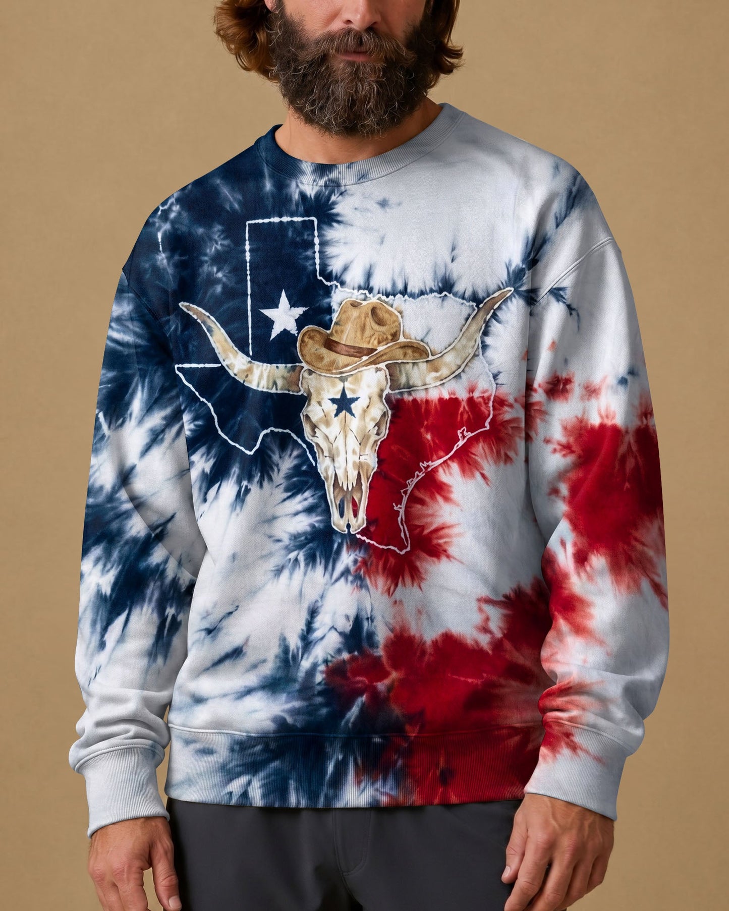 LONGHORN SKULL TEXAS MAP BURST ALL OVER PRINT - TLNO2706261