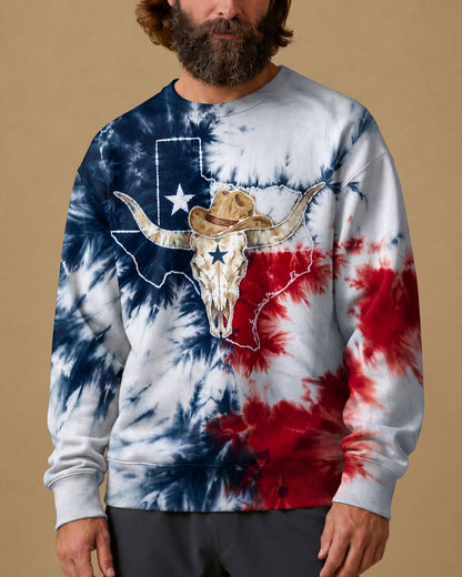 LONGHORN SKULL TEXAS MAP BURST ALL OVER PRINT - TLNO2706261
