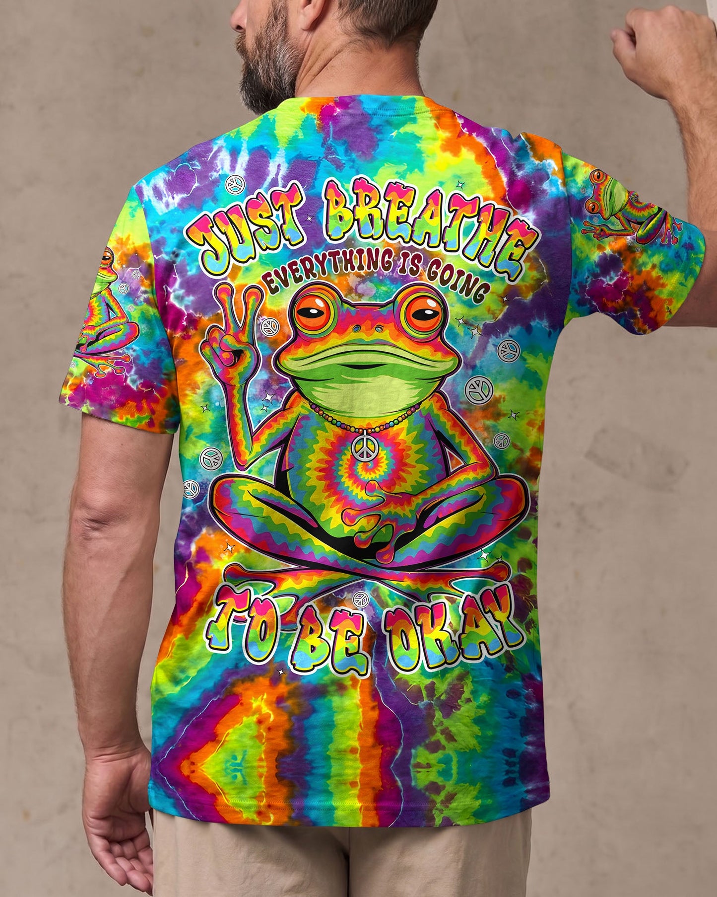JUST BREATHE COLORFUL FROG ALL OVER PRINT - TYPQ2906261