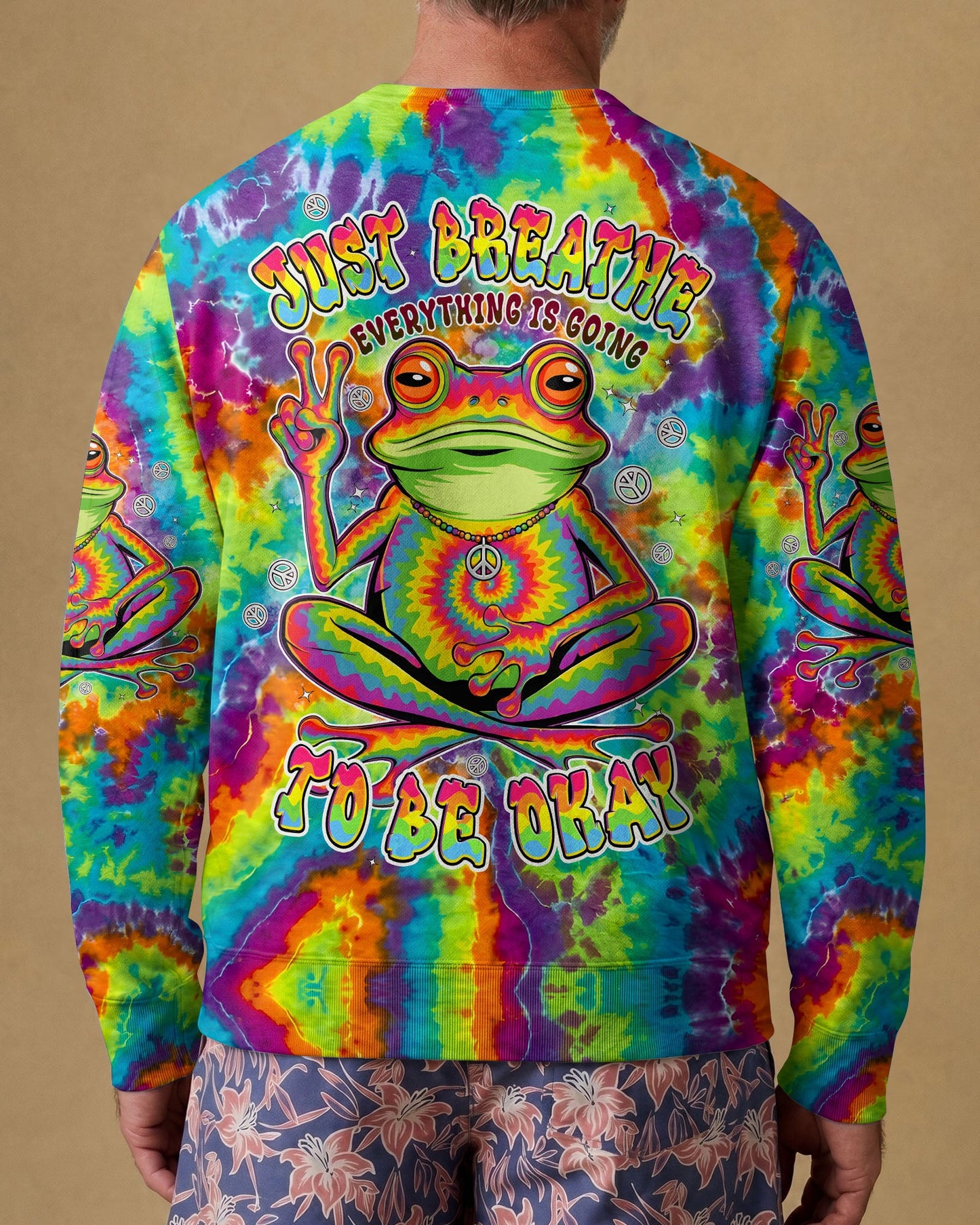 JUST BREATHE COLORFUL FROG ALL OVER PRINT - TYPQ2906261