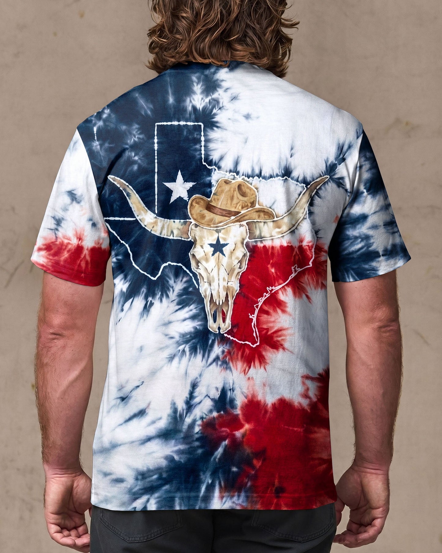 LONGHORN SKULL TEXAS MAP BURST ALL OVER PRINT - TLNO2706261