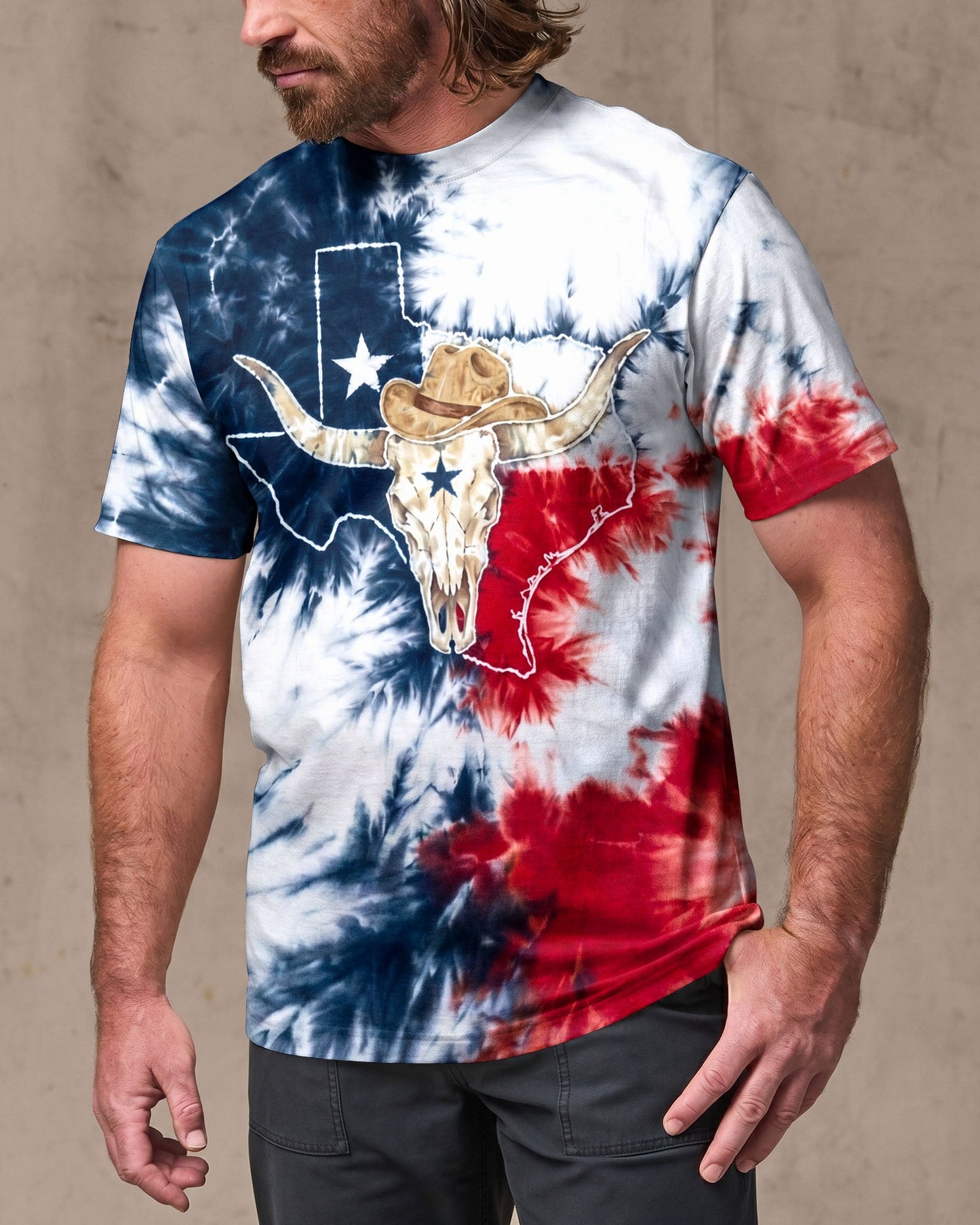LONGHORN SKULL TEXAS MAP BURST ALL OVER PRINT - TLNO2706261