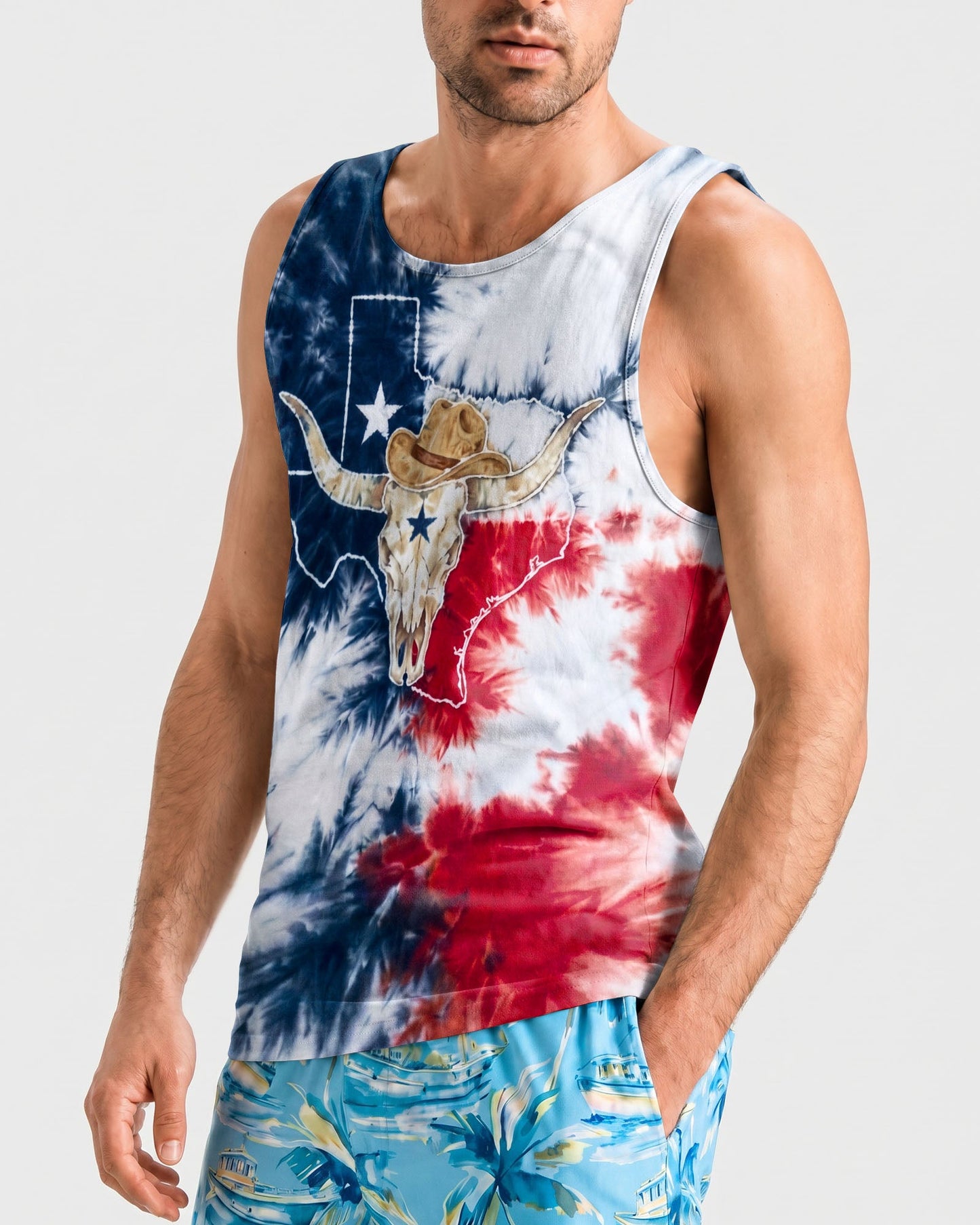 LONGHORN SKULL TEXAS MAP BURST ALL OVER PRINT - TLNO2706261