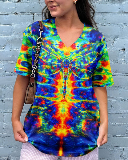 HIPPIE DRAGONFLY COLORFUL SWIRL ALL OVER PRINT  - TLNT0204262