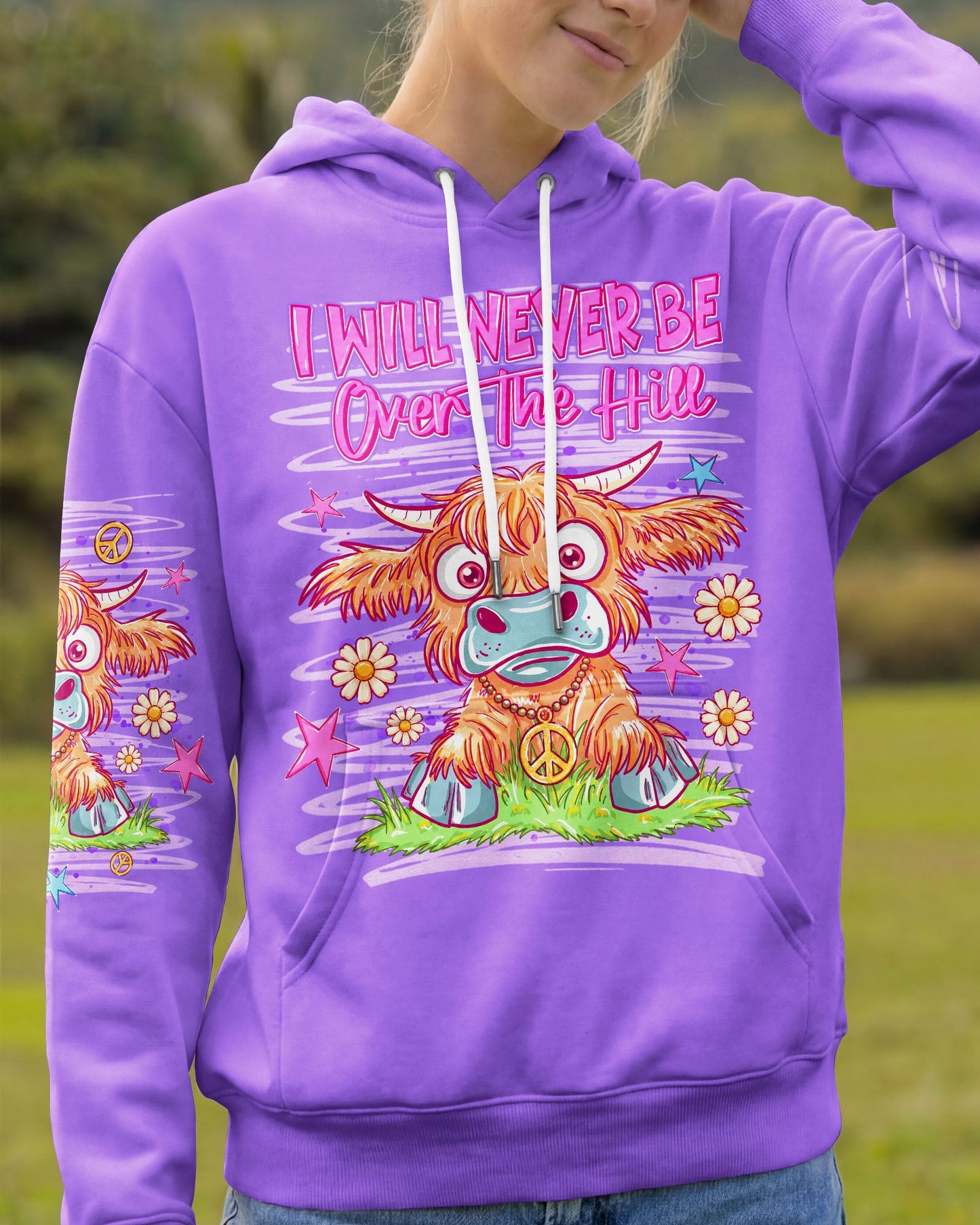 I WILL NEVER BE OVER THE HILL COW ALL OVER PRINT  - TLNT0605264