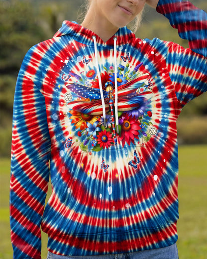 JUST BREATHE DRAGONLY  FLORAL RED WHITE & BLUE SWIRL ALL OVER PRINT  - TLNT0904263