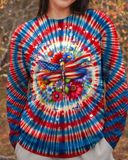 JUST BREATHE DRAGONLY  FLORAL RED WHITE & BLUE SWIRL ALL OVER PRINT  - TLNT0904263