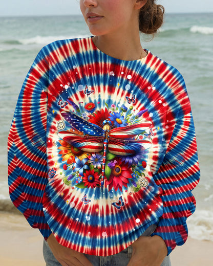 JUST BREATHE DRAGONLY  FLORAL RED WHITE & BLUE SWIRL ALL OVER PRINT  - TLNT0904263