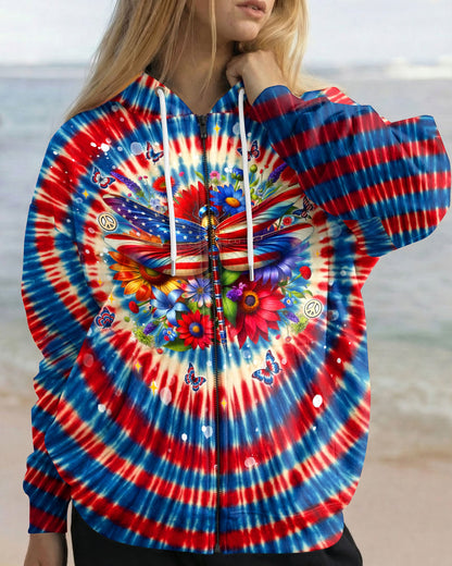 JUST BREATHE DRAGONLY  FLORAL RED WHITE & BLUE SWIRL ALL OVER PRINT  - TLNT0904263