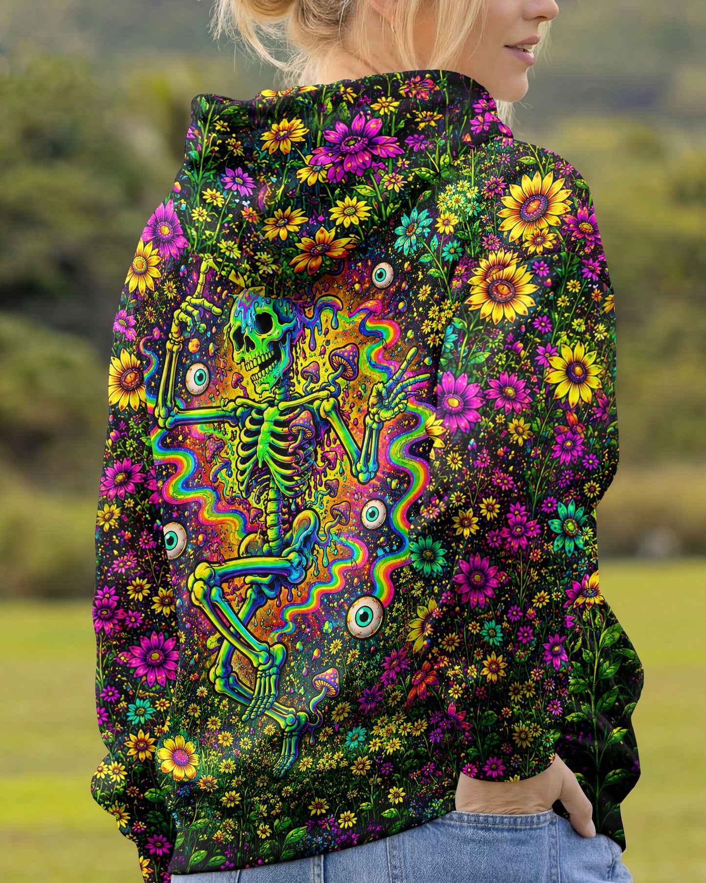 GLOWING MOON SKELETON SKULL ALL OVER PRINT  - TLNT1205263