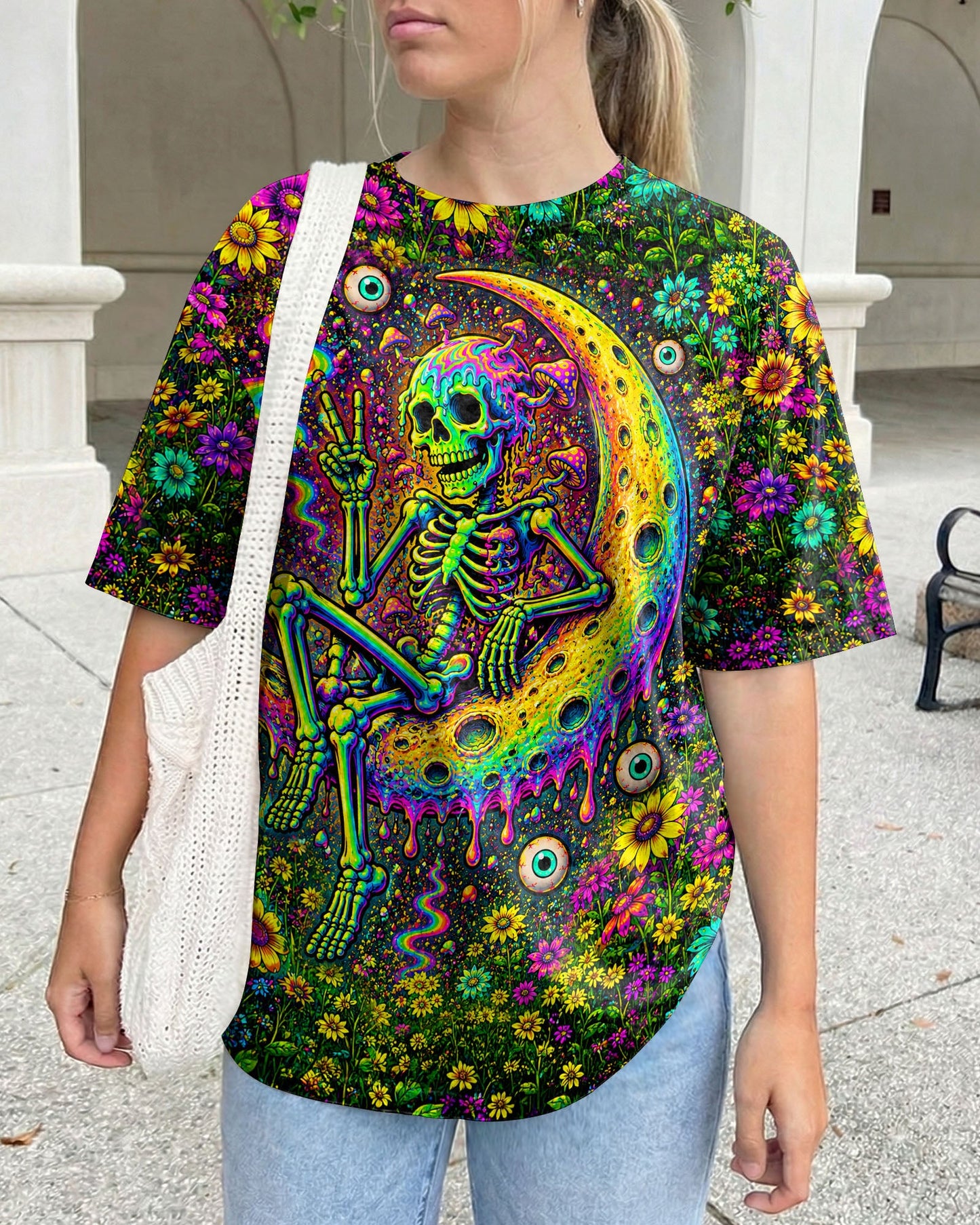 GLOWING MOON SKELETON SKULL ALL OVER PRINT  - TLNT1205263