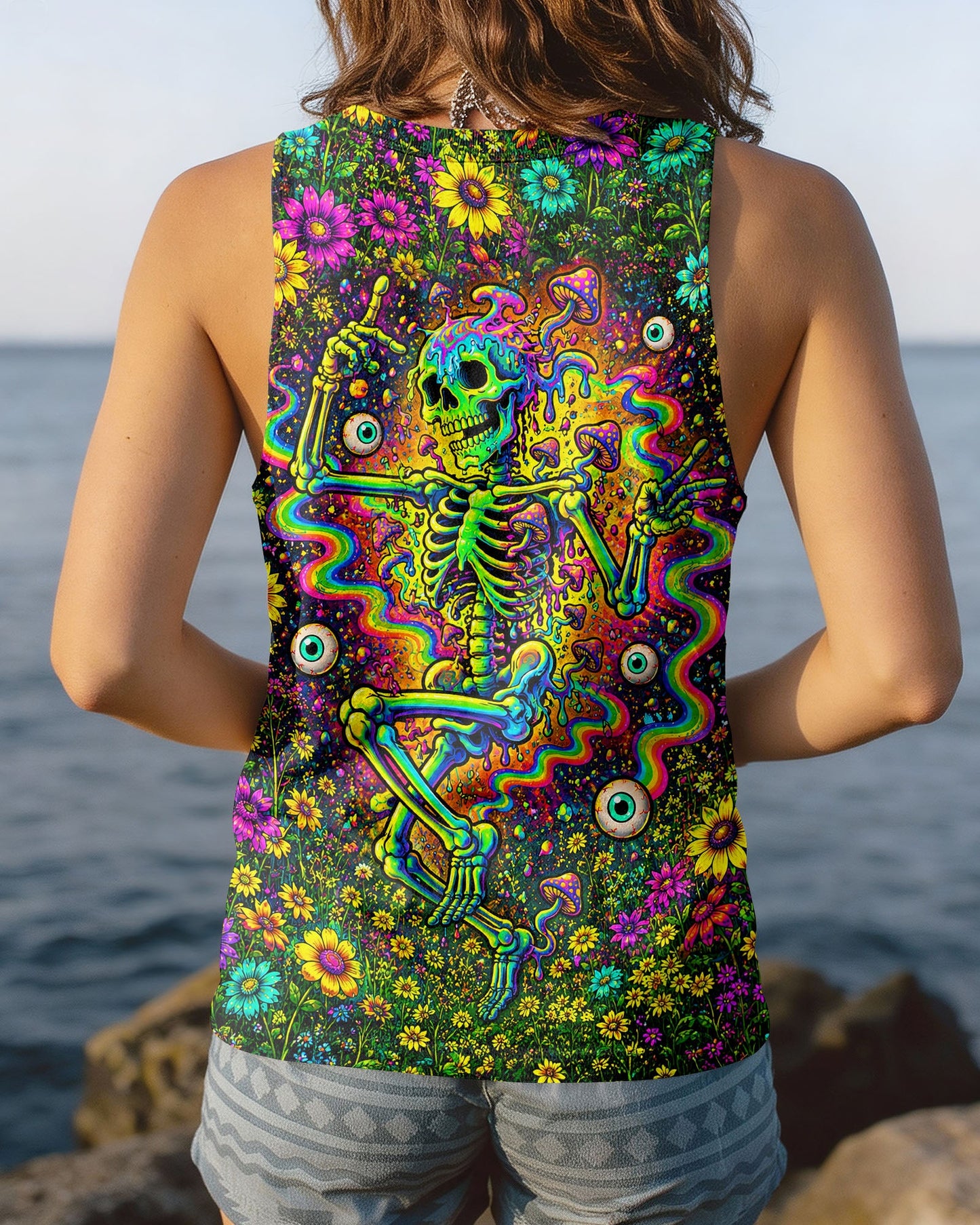 GLOWING MOON SKELETON SKULL ALL OVER PRINT  - TLNT1205263