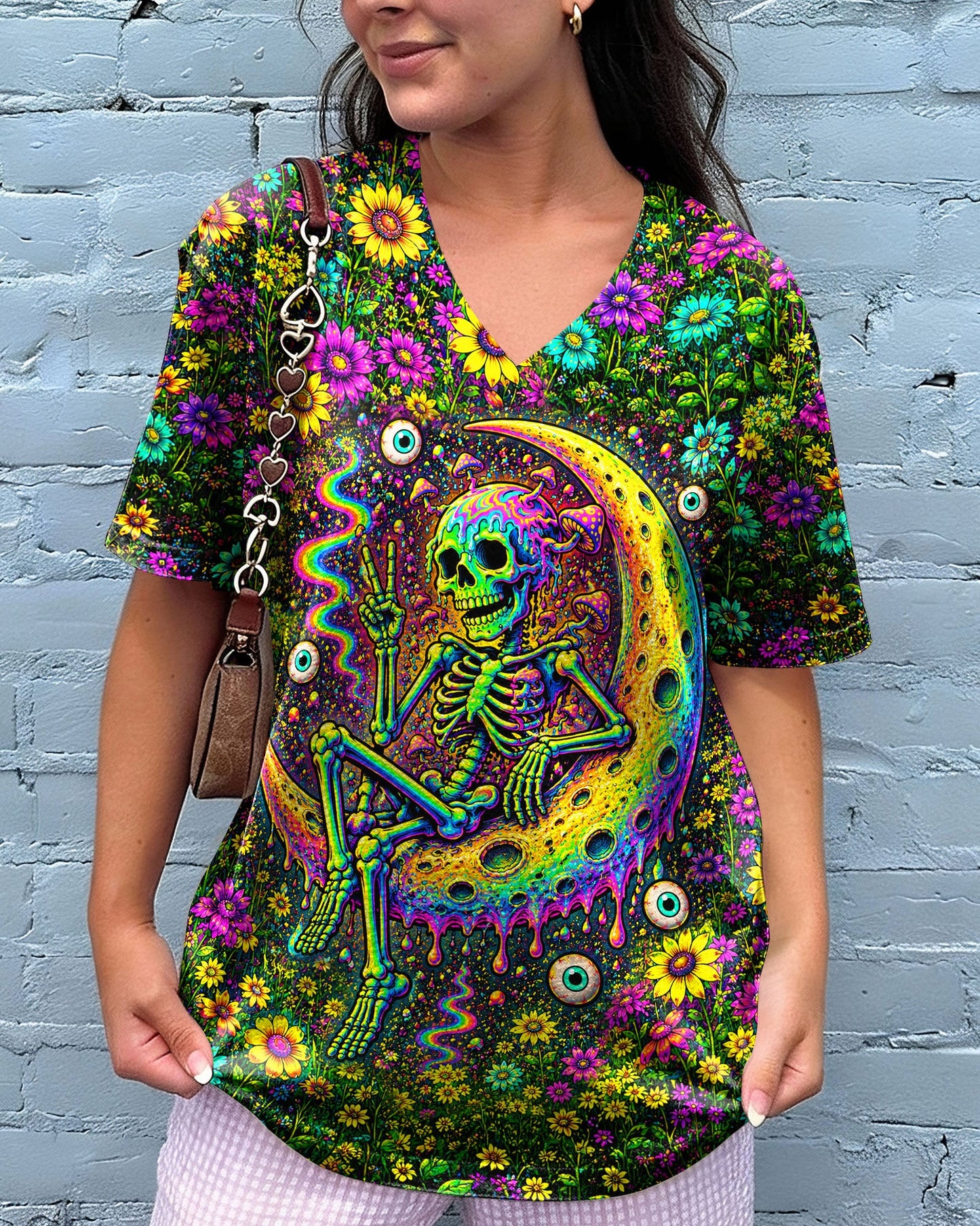 GLOWING MOON SKELETON SKULL ALL OVER PRINT  - TLNT1205263