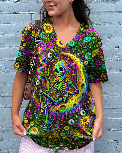 GLOWING MOON SKELETON SKULL ALL OVER PRINT  - TLNT1205263