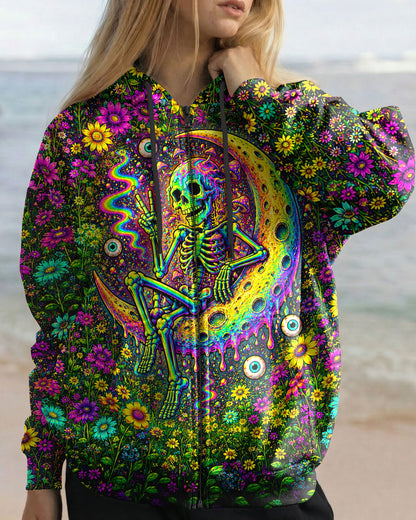 GLOWING MOON SKELETON SKULL ALL OVER PRINT  - TLNT1205263