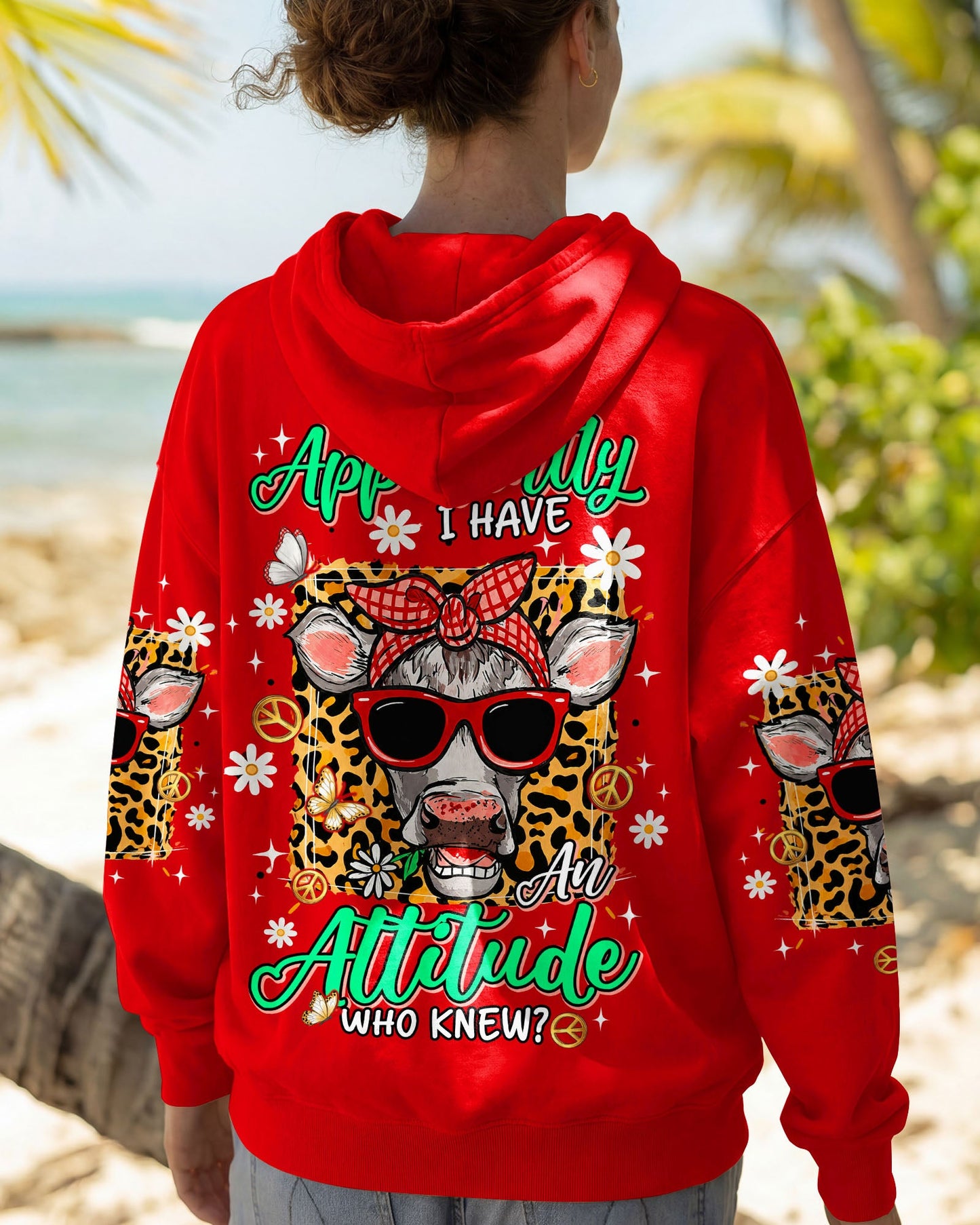 APPARENTLY I HAVE AN ATTITUDE WHO KNEW COW ALL OVER PRINT - TLNT1306261