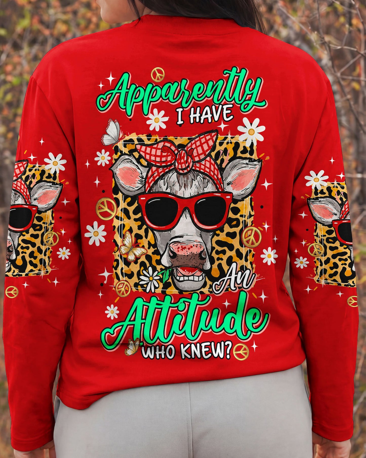 APPARENTLY I HAVE AN ATTITUDE WHO KNEW COW ALL OVER PRINT - TLNT1306261