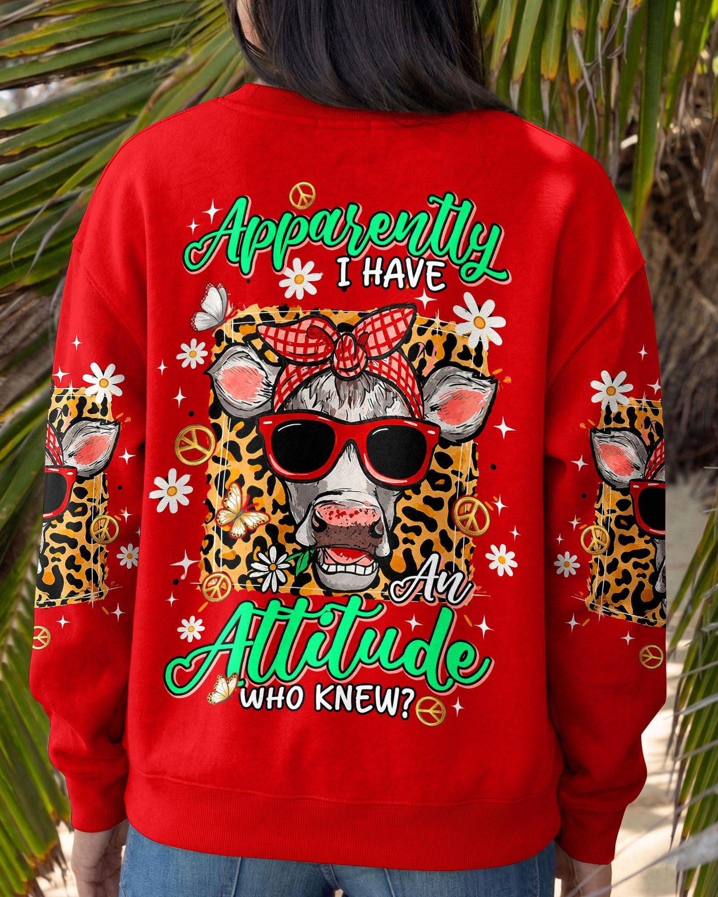 APPARENTLY I HAVE AN ATTITUDE WHO KNEW COW ALL OVER PRINT - TLNT1306261